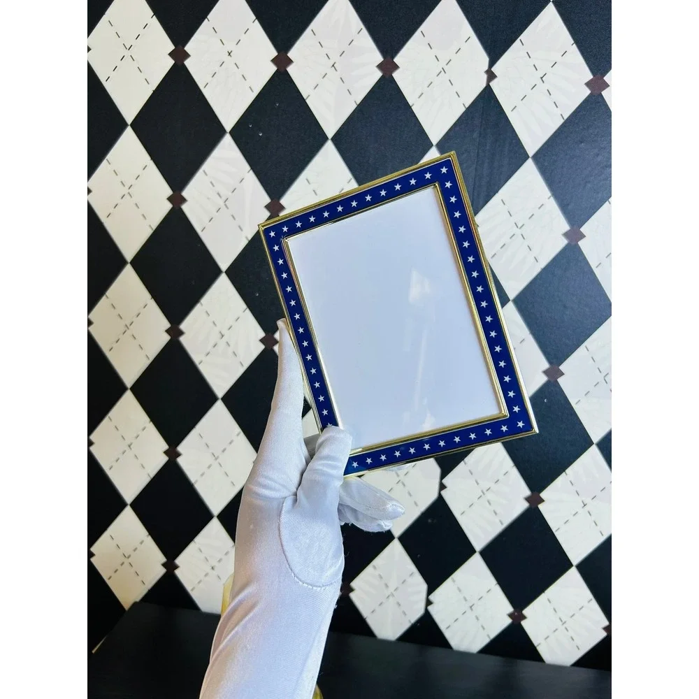 Blue Star Photo Frame Gold Trim Americana Picture Frame‎ 7x5 Inch